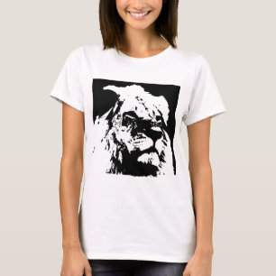 T-shirt Black & white lion pop art