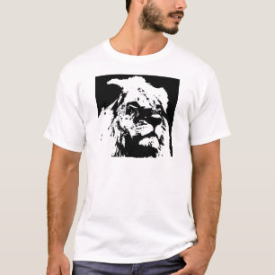 T-shirt Black & white lion pop art