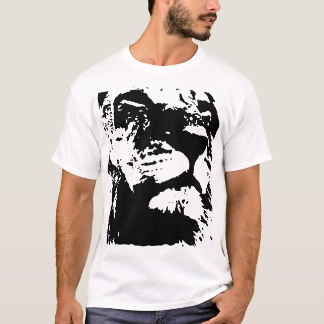 T-shirt Black & white lion pop art (Devant)