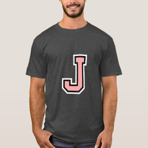 T-shirt Black White Pink Lettre J Monogram Initial College