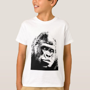 T-shirt Black White Pop Art Gorilla
