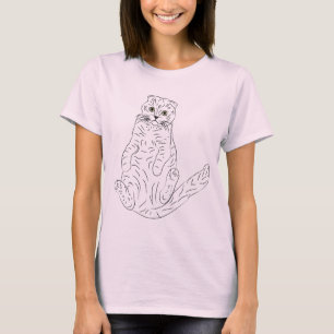 T-shirt Black@White Repos de chat pour femme rose