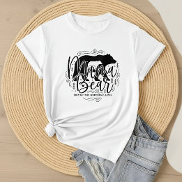 T-shirt Black & White Script Mama Bear Protector Art