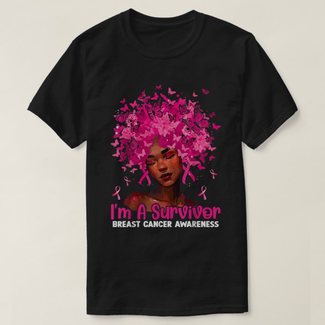T-shirt Black Women Girl I'm A Survivor Breast Cancer Awar (Design devant)