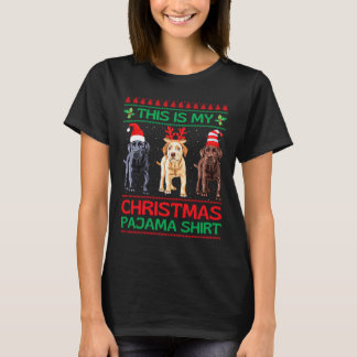 T-shirt Black Yellow Chocolat Lab Noël Labrador Paja