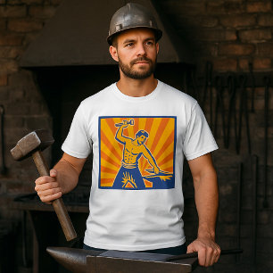 T-shirt Blacksmith Hammering Retro Strongman Labor