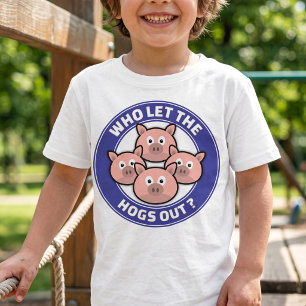 T-shirt Blague de cochon de dessin animé - Qui a laissé le