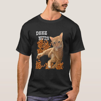 T-shirt Blague Deez Nuts avec Chat et Amandes