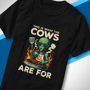 T-shirt Blague Rétro de Grillade de Vache d'Alien drôle UF