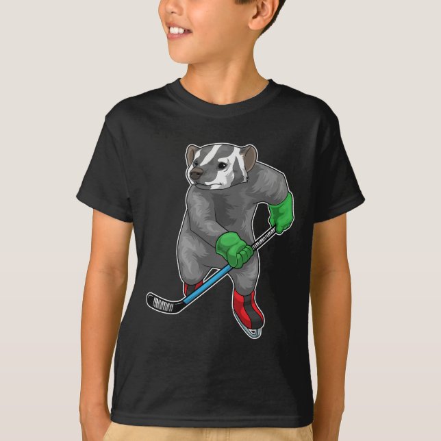 T-shirt Blaireau de miel Hockey sur glace Baguette de hock (Devant)