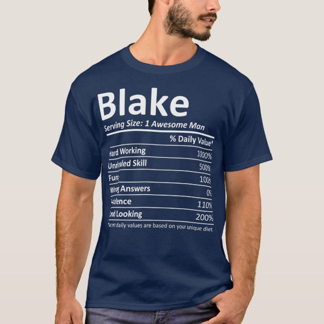 T-shirt BLAKE Nutrition Funny Anniversaire Nom personnalis (Devant)