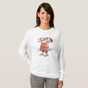 T-shirt blanc à manches longues pour femmes avec P