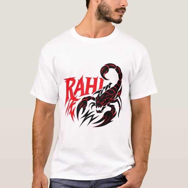 T-shirt blanc avec design audacieux d'un scorpion (Devant)
