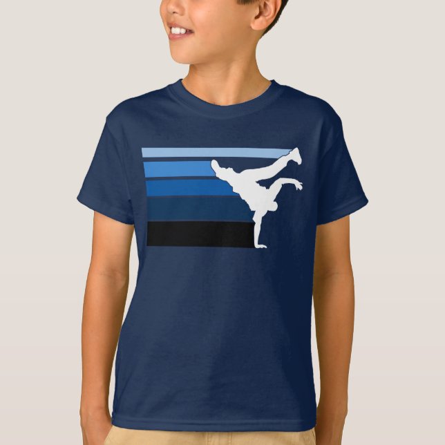 T-shirt Blanc bleu de gradient de BBOY (Devant)