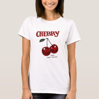 T-Shirt blanc classique rouge cerise vintage.