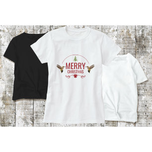 T-shirt blanc colibri de Noël