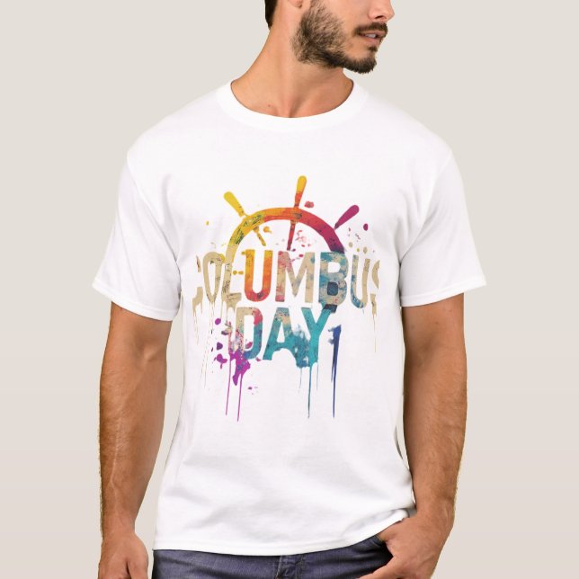 T-shirt blanc de base de Columbus Day (Devant)