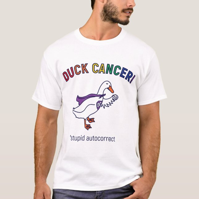 T-shirt Blanc de cancer de canard (Devant)