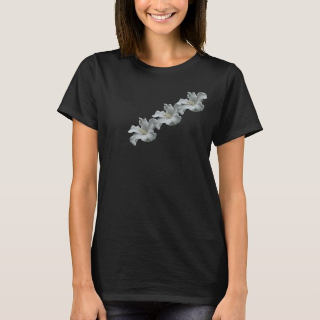 T-shirt blanc de coton de fleur de ketmie (Devant)