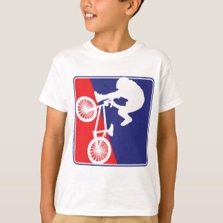 T-shirt Blanc de cycliste de BMX et bleu rouges