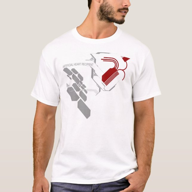 T-shirt blanc de greffe de coeur artificiel (Devant)