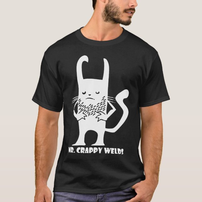 T-shirt Blanc de M. Crappy Welds sur le noir (Devant)