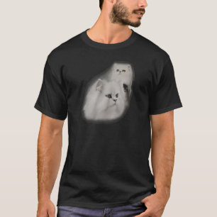 T-shirt blanc de photo d'école de chat persan