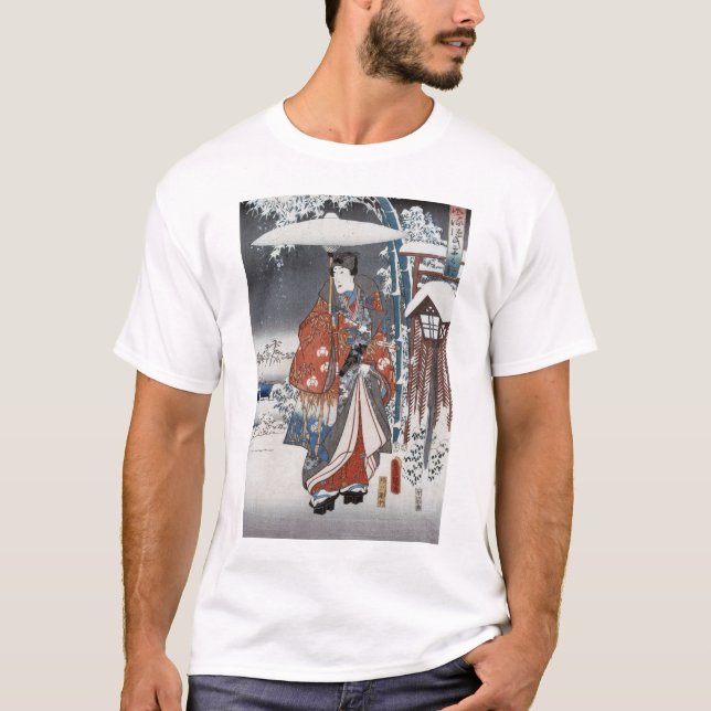 T-shirt blanc de samouraïs de neige (Devant)