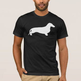 T-shirt Blanc de silhouette de teckel + vos idées