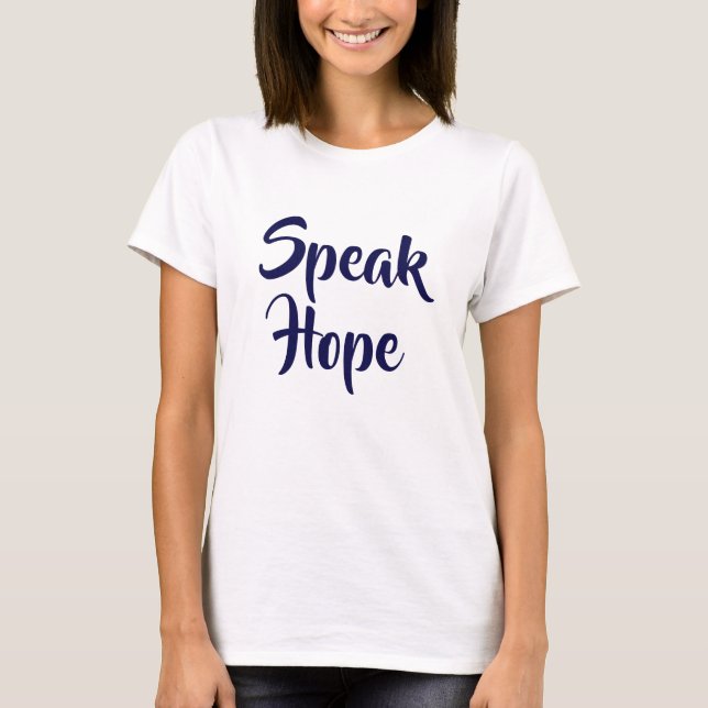 T-shirt blanc et bleu foncé Speak Hope (Devant)
