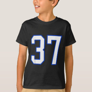 T-shirt Blanc Et Royal Blue Numéro 37 Joueur Jersey Unifo