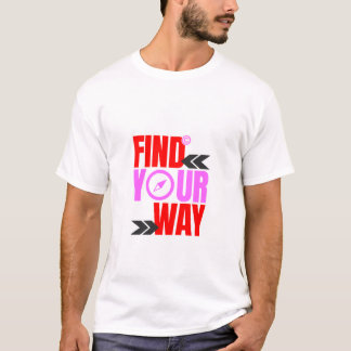 T-shirt blanc "Find On the Way" - Rouge gras et ro