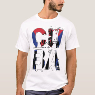 T-Shirt Blanc Graphique Texte Abstrait Drapeau de 