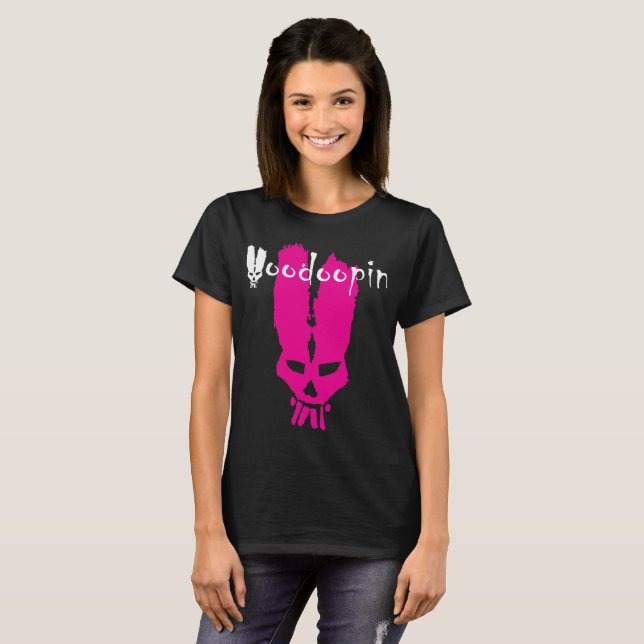 T-shirt Blanc magenta de Pin de vaudou (Devant entier)