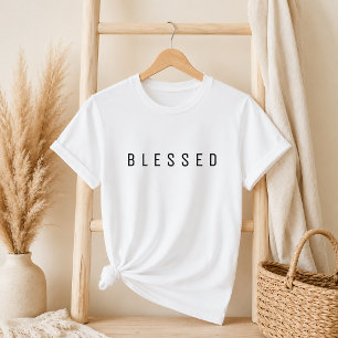 T-shirt blanc minimaliste BLESSED Text