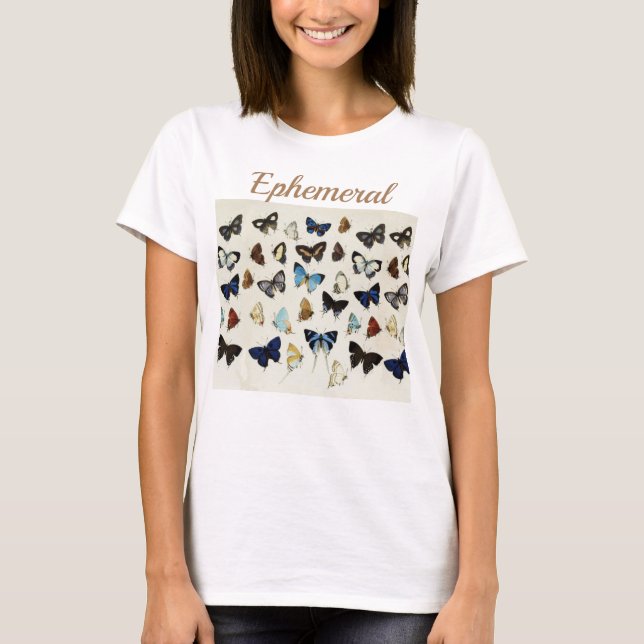 T-shirt BLANC NOIR BUTTERFLIES BLEU Beauté Nature Lover (Devant)