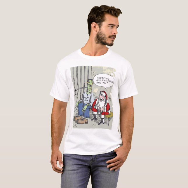 T-shirt blanc père Noël In Jail (Devant entier)