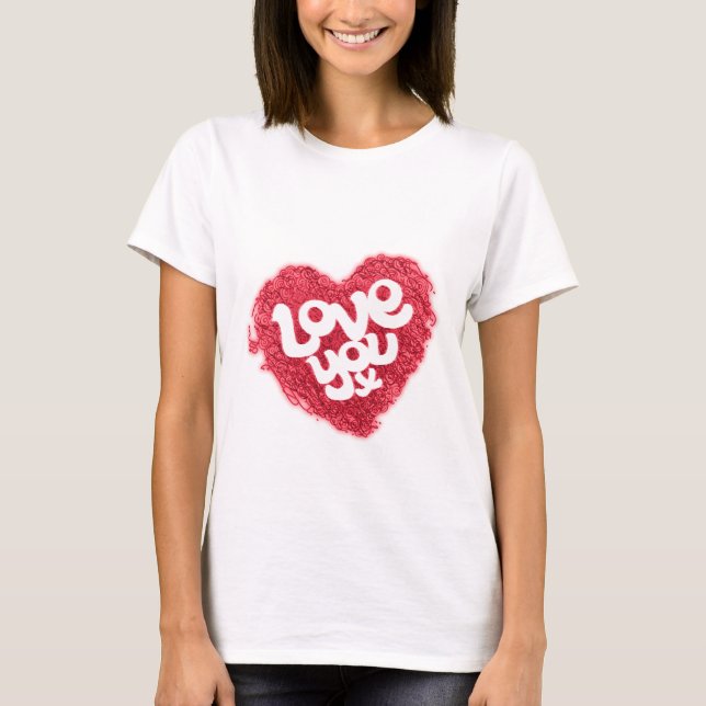 T-shirt blanc pour dames au coeur rouge (Devant)