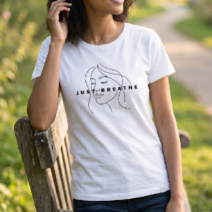 T-shirt blanc pour femmes 'Just Breathe' Minimal