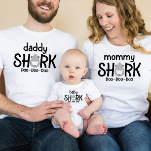 T-Shirt Blanc pour Homme Daddy Shark Fête des Père