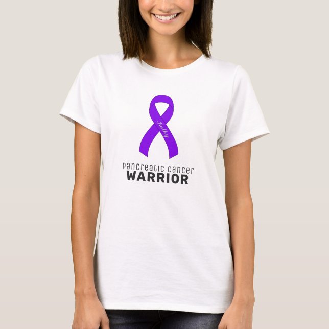 T-shirt blanc pour ruban de cancer pancréatique (Devant)