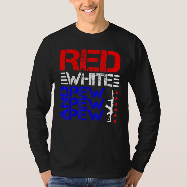 T-shirt Blanc Rouge Et Pew Pew Pew (Devant)