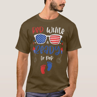 T-shirt Blanc rouge et prêt à pop 4 juillet Grossesse Ann