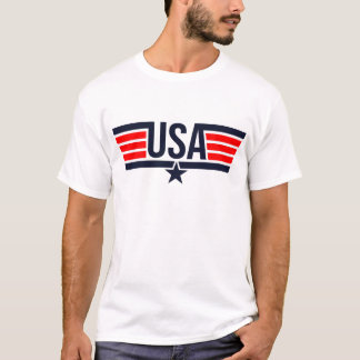 T-shirt blanc USA Stripes