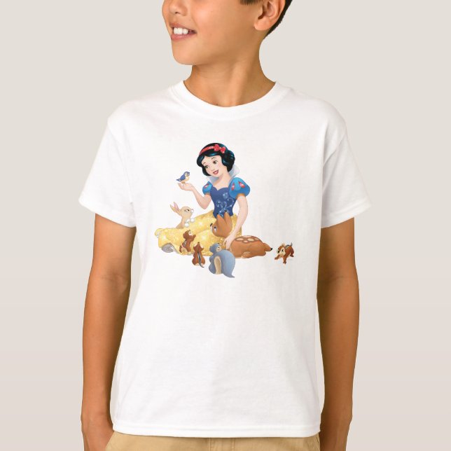 T-shirt Blanche Neige et les animaux de la forêt (Devant)
