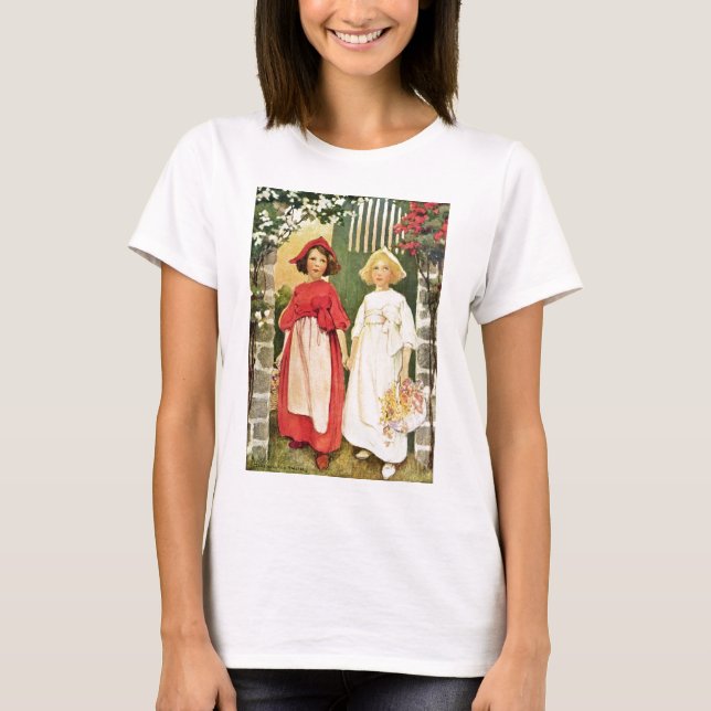 T-shirt Blanche Neige Et Rouge Rose (Devant)