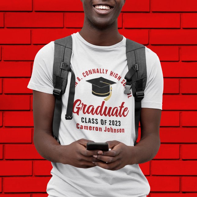 T-shirt Blancs Red Graduate Custom Class of 2023 Graduatio (Créateur téléchargé)
