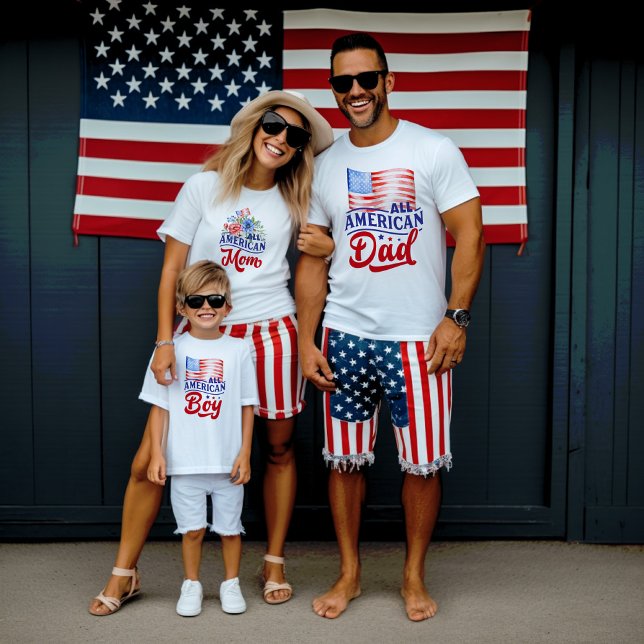 T-shirt Blancs rouges et Bleus Drapeau de papa américain (Créateur téléchargé)