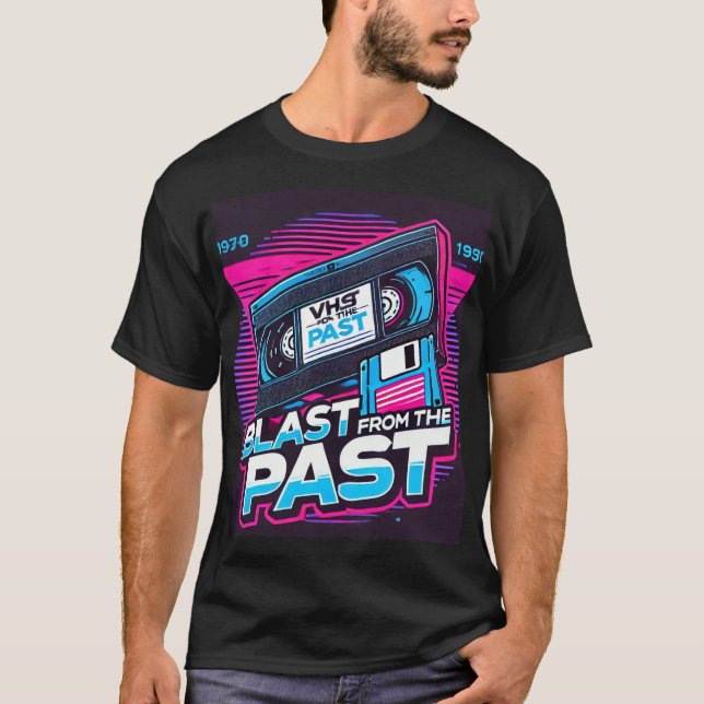 T-shirt Blast From the Past Retro VHS and Floppy Disk Grap (Devant)