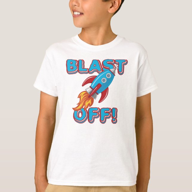 T-shirt Blast Off Rocket Ship (Devant)